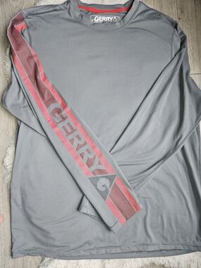 Gerry Men’s Performance Long Sleeve Shirt Grey Athletic Quick Dry Outdoor🔥